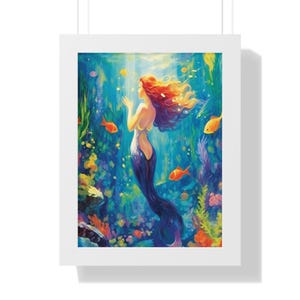 Mermaid Art Prints, Mermaid Wall Decor, Mermaid Wall Art, Framed Vertical Mermaid Art Prints For Sale...