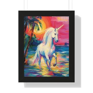 Unicorn Art - Unicorn Home Decor - Enchanting Unicorn Poster - Framed Unicorn Art Print - Unicorn Wall Art - Unicorn Gifts …