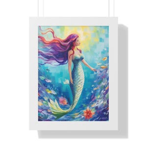 Mermaid Art Prints, Mermaid Wall Decor, Mermaid Wall Art, Framed Vertical Mermaid Art Prints For Sale...