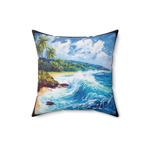 Hawaii Art Pillow, Hawaii Art Print Pillow, Decorative Hawaii Pillows, Tropical Art Accent for Home Décor, Hawaii Landscape Throw Pillow …