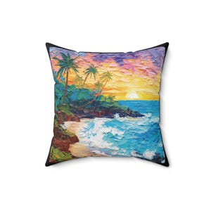 Hawaii Art Pillow, Hawaii Art Print Pillow, Decorative Hawaii Pillows, Tropical Art Accent for Home Décor, Hawaii Landscape Throw Pillow …