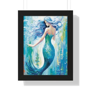 Mermaid Art Prints, Mermaid Wall Decor, Mermaid Wall Art, Framed Vertical Mermaid Art Prints For Sale...