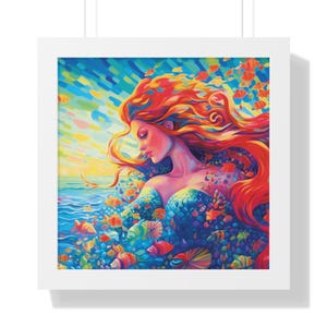 Mermaid Art, Mermaid Print, Mermaid Posters, Premium Framed Mermaid Art Print, Ideal for Mermaid Lover Gifts …