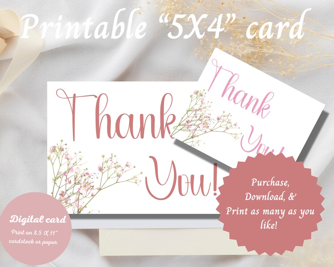 Printable Thank You Card Instant Download Colorful Greeting Card Blank ...