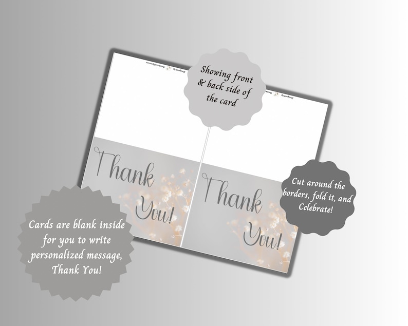 Printable Thank You Card Instant Download Gray and Beige Color Thank ...
