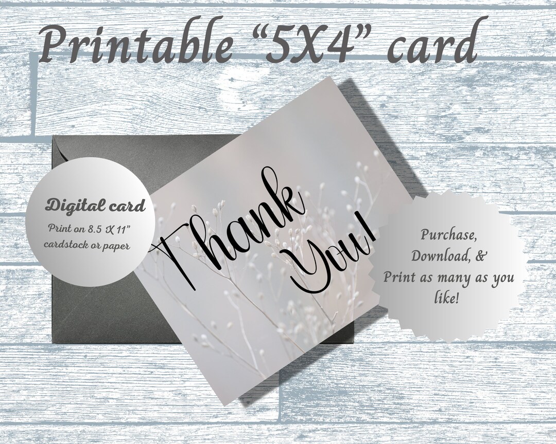 Printable Thank You Card Instant Download Black Gray and Beige Color ...
