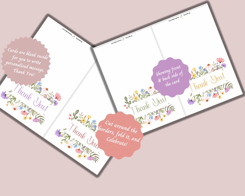 Floral Thank You Cards, Printable Greeting Cards (digital Download) - Etsy