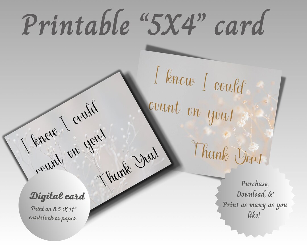 Printable Thank You Card Instant Download Black Gray and Beige Color ...