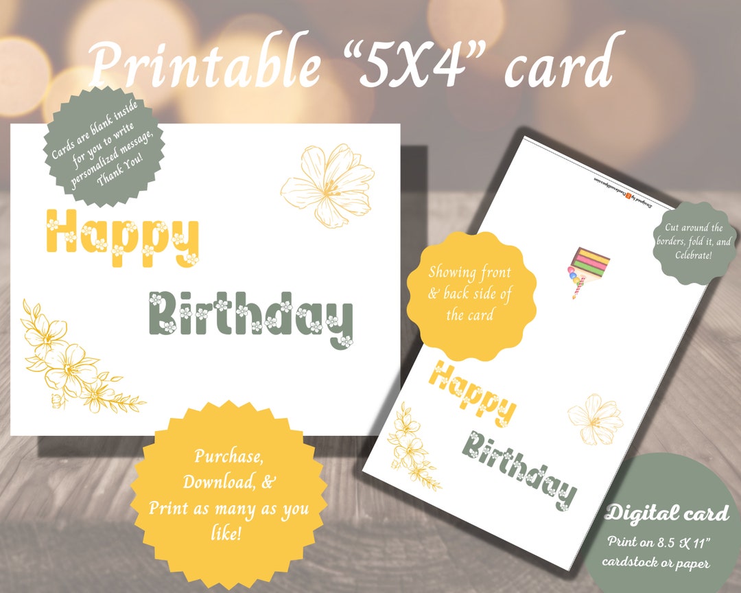Printable Happy Birthday Card Instant Download Colorful Birthday ...