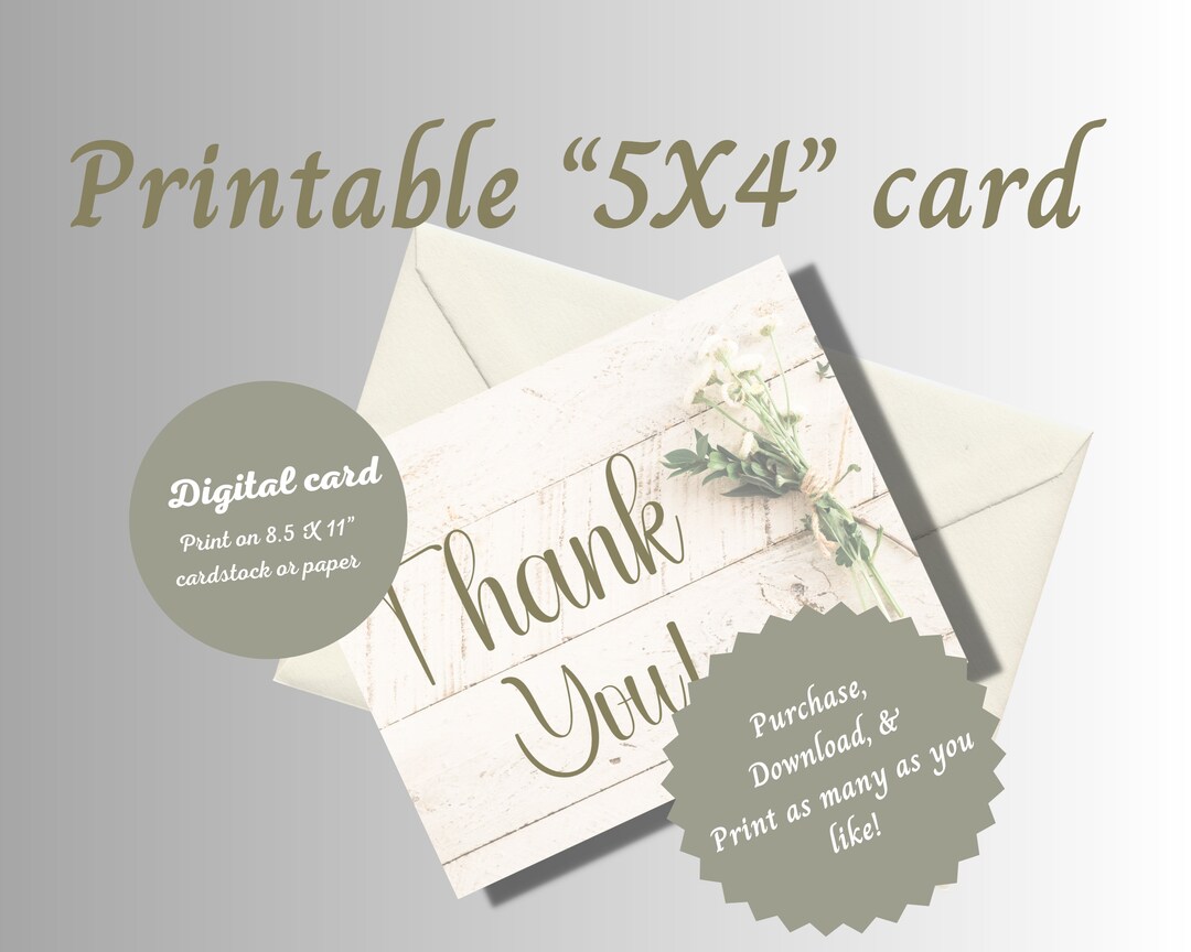 Printable Thank You Card Instant Download Colorful Greeting Card Blank ...