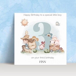 Personalized Farm Birthday Card | Custom Name & Age | Kid&#39;s Birthday Card | Farm Animals Card | Cow Card | Barn Card
