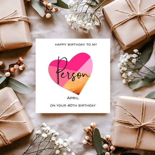 Personalized My Person Birthday Card, Boyfriend, Girlfriend, Husband, Wife, Best Friend, Favorite Person