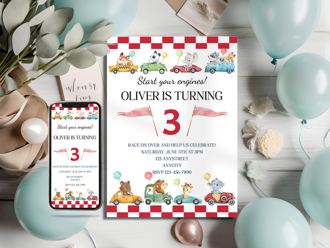 Editable Start Your Engines Racing Invitation Template With Matching ...