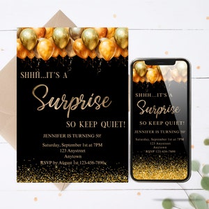 Surprise Birthday Party Evite: Editable Electronic Invitation