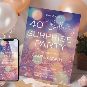 Editable Surprise Birthday Party Invitation