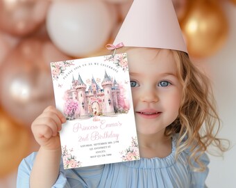 Editable Princess Castle Birthday Invitation Template