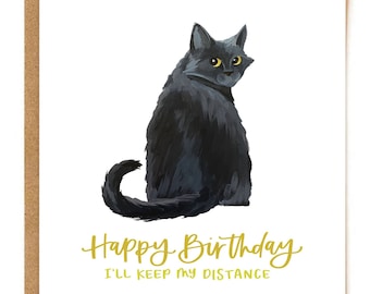 Black Cat Birthday Greeting Card