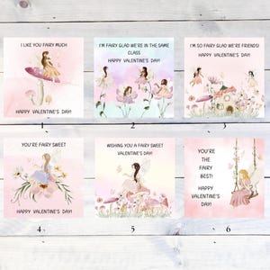 Cartes de vœux imprimées pour la Saint-Valentin | Lot de 6 double face différents | Saint-Valentin pour enfants en classe | Fête de la Saint-Valentin | Personnalisé