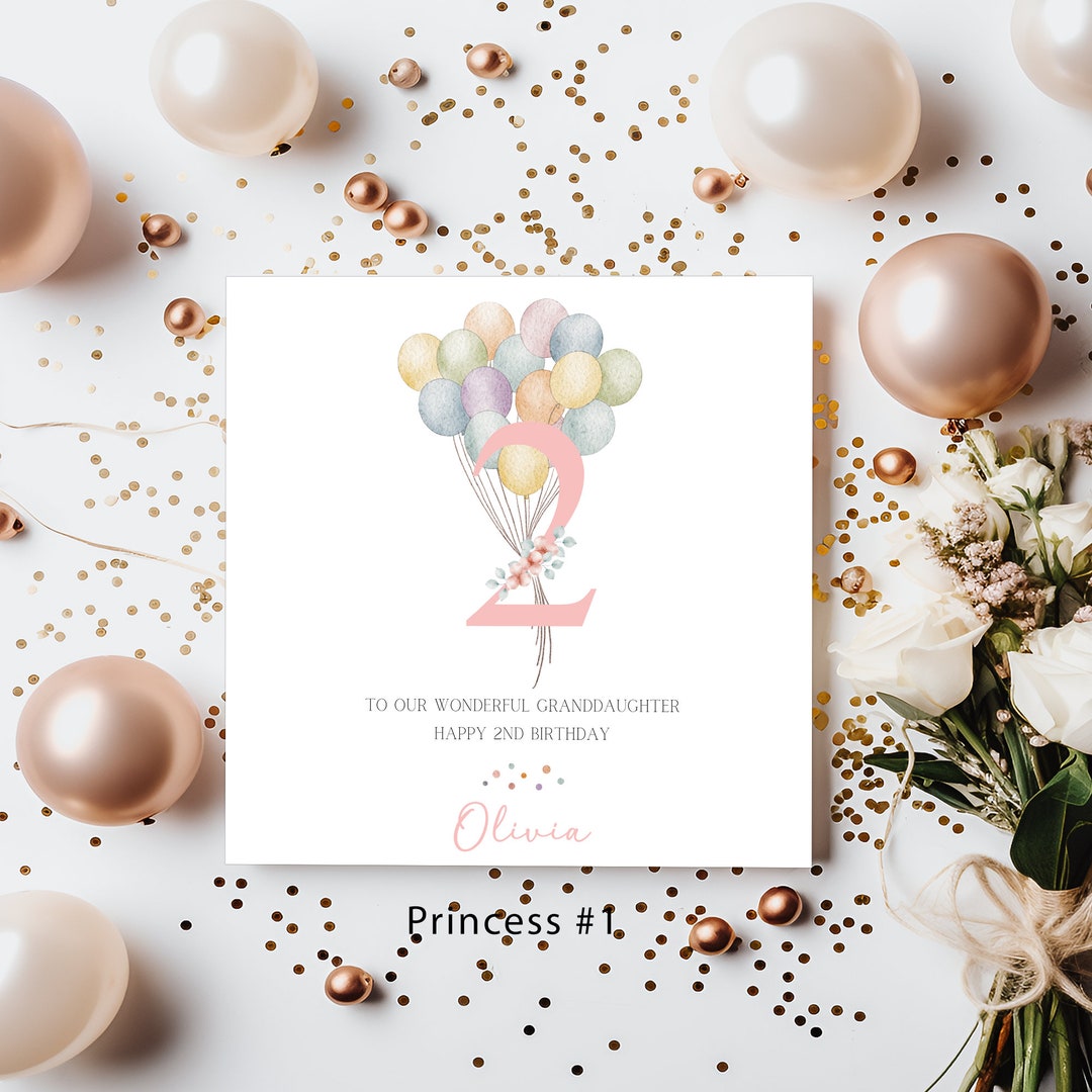 Personalized Pastel Balloons Birthday Card: Custom Name & Age - Etsy