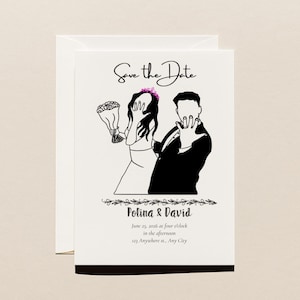 Minimalist Save the Date Invitation: Elegant Wedding Announcement (Canva Template, Digital Evite 14x18cm)