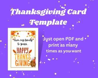 Happy Thanksgiving Card Be Grateful Be Thankful Be Blessed Printable PDF Card to Share with Friends and Family Pass the Blessing