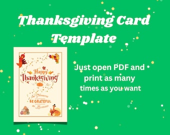 Happy Thanksgiving Card Be Grateful Be Thankful Be Blessed Printable PDF Card to Share with Friends and Family Pass the Blessing