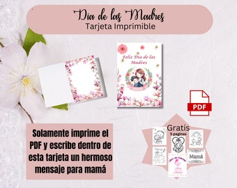 Feliz Dia de las Madres Printable Card: Spanish Gift for Mom (PDF)