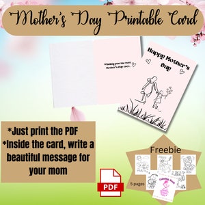 Download istantaneo del design per la festa della mamma Biglietto per la festa della mamma con design floreale stampabile per la festa della mamma Biglietto a forma di cuore Biglietto piegato Biglietto regalo