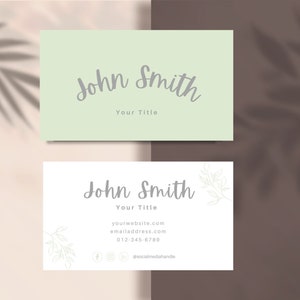 Business Card Template Green, Digitable Business Cards, Downloadable Business Card Template, Print-Ready Business Card