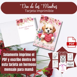 Feliz Dia de las Madres Tarjeta Printable Imprimible en Espanol Tarjeta de Regalo en Espanol para dar a tu Mama Feliz Dia de la Madre print