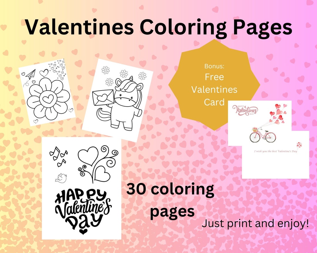 Valentine's Day Coloring Pages: Kids & Adults Activity (digital ...