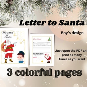 Carta de lista de deseos de Papá Noel Carta colorida de Papá Noel Actividades navideñas Carta del niño de Papá Noel Carta de querido Papá Noel Lista de deseos de carta de Papá Noel imprimible