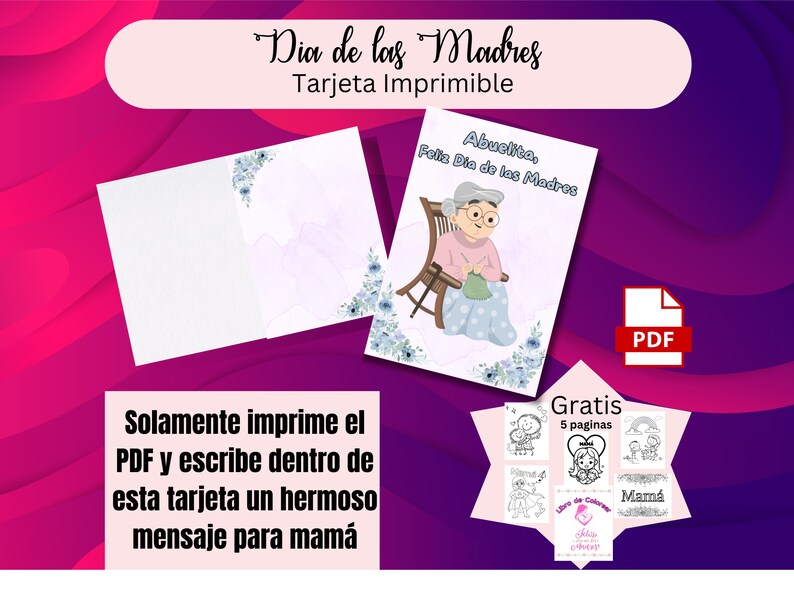 Abuelita Feliz Dia De Las Madres Abuela Dia De Las Madres Tarjeta De Regalo Imprimible Printable ...