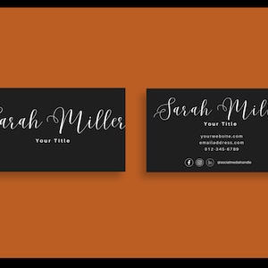 Business Card Two Sided,  Digitable Business Cards, Downloadable Business Card Template, Print-Ready Business Card, Black Business Card
