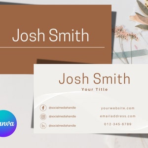 Business Card Template Brown. Digitable Business Cards, Downloadable Business Card Template, Print-Ready Business Card