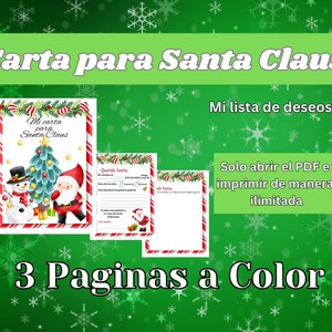 Carta para Santa Lista de Deseos Navidad Carta Para Santa Claus Imprimible Actividad en la que se Puede Dibujar y Pintar Wishlist Español