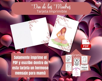 Feliz Dia de la Madre Card: Pregnancy Mother's Day Printable (PDF)