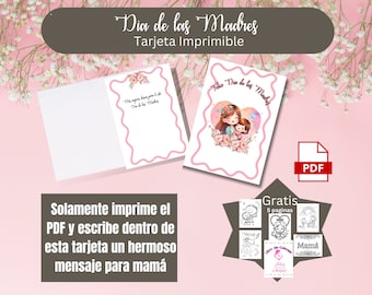 Feliz Dia de las Madres Printable Card: Spanish Gift for Mom (PDF)