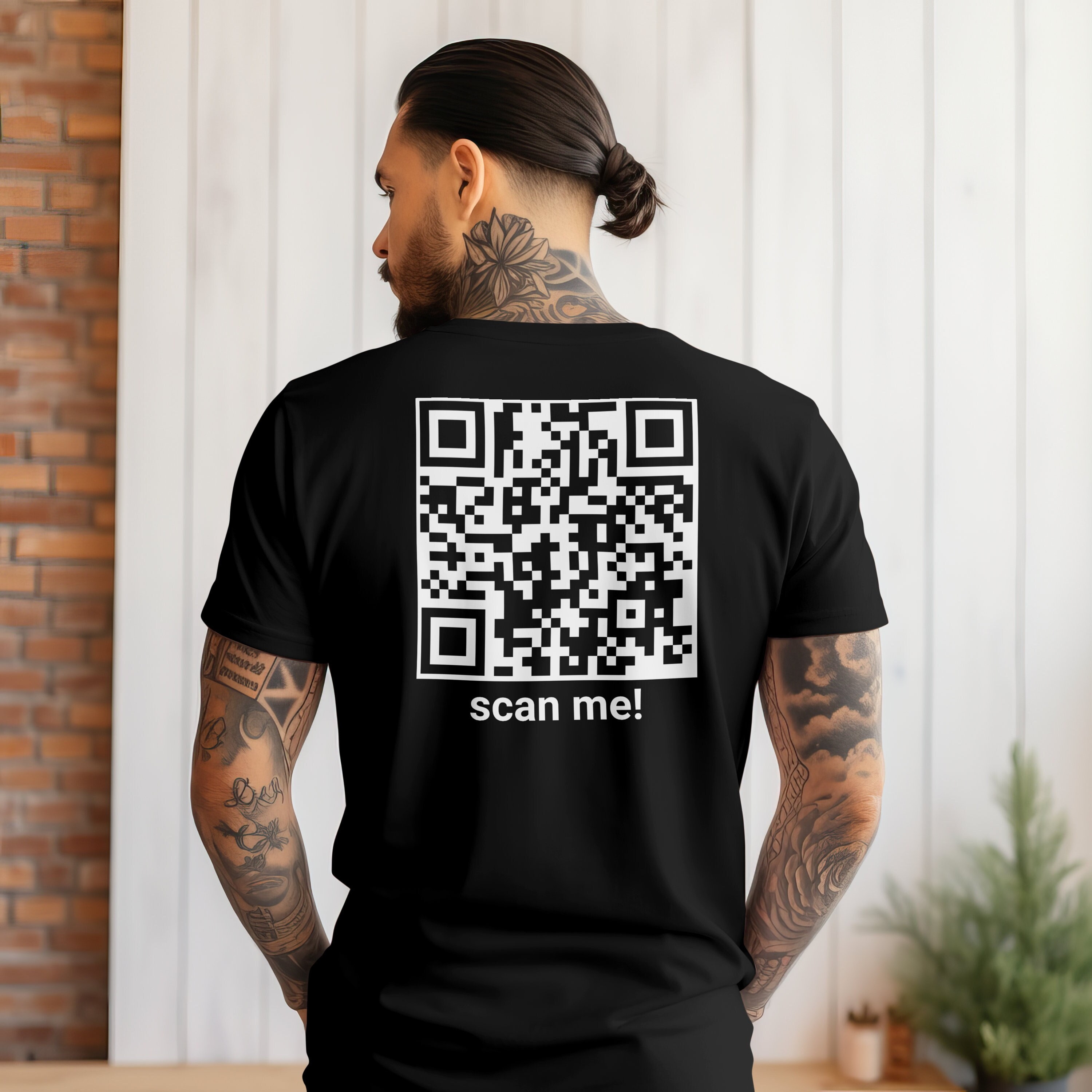 Customizable QR Code Funny T-shirt in Black With LIFETIME