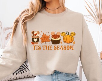 Mickey Pumpkin Cupcake Sweatshirt, Autumn Coffee Hoodie, Disney Thanksgiving