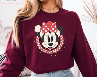 Minnie Mouse Christmas Sweatshirt, Holiday Disney Crewneck