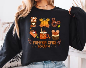 Pumpkin Spice Season Disney Crewneck Sweatshirt, Fall Coffee Lover
