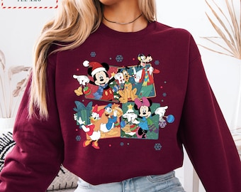 Disney Christmas Crewneck Sweatshirt, Mickey and Friends Holiday Photo
