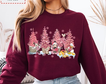Disney Christmas Hoodie, Pink Tree Holiday Sweatshirt