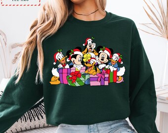 Disney Christmas Sweatshirt, Mickey and Friends Holiday Crewneck