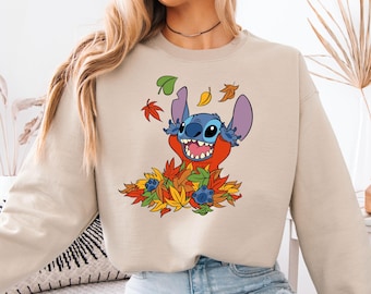 Fall Stitch Sweatshirt, Autumn Leaves Disney Crewneck