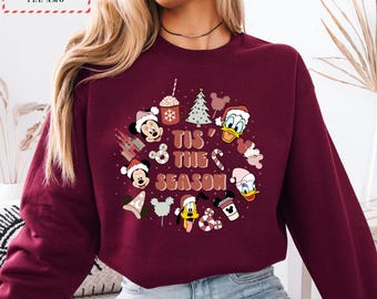 Disney Christmas Hoodie, 'Tis The Season Collage, Mickey and Friends Holiday Sweater