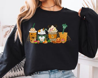 Disney Halloween Coffee Sweatshirt, Spooky Mickey Latte Fall Outfit