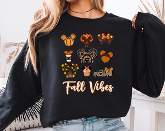 Disney Fall Vibes Sweatshirt, Mickey Autumn Icons, Thanksgiving Outfit