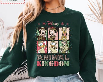 Disney Animal Kingdom Christmas Sweatshirt, Safari Mickey and Friends Holiday Crewneck